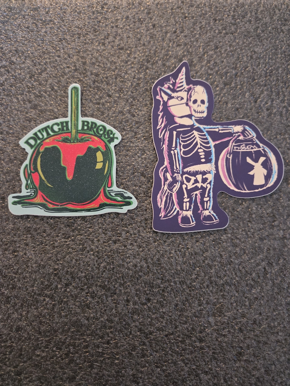 Dutch Bros Candy Apple And Unicorn Skeleton Sticker